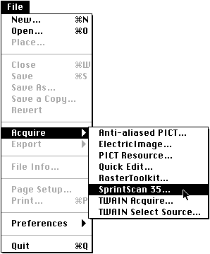 File-Acquire-SprintScan menu in Photoshop