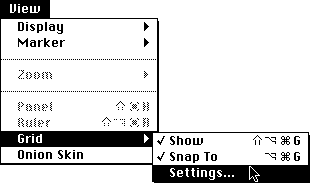 Grid settings
menu