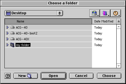 use Choose dialog to select your folder