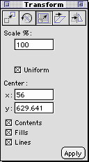 'lines' checked in the scale transform panel