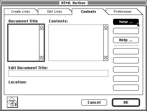 click New in the HTML Author dialog